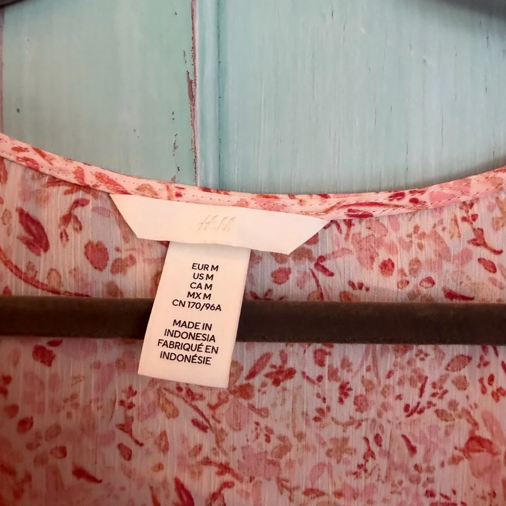 Pink Floral V-Neck Long Sleeve Top - H&M